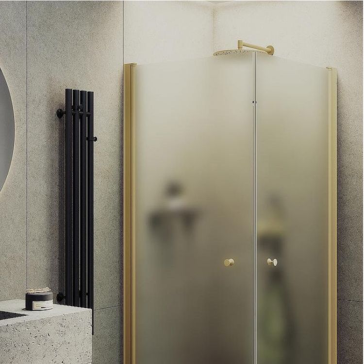 Душевой уголок Maybah Glass MGY-1294-3 900x900x1980 на монопетлях Золото стекло сатиновое