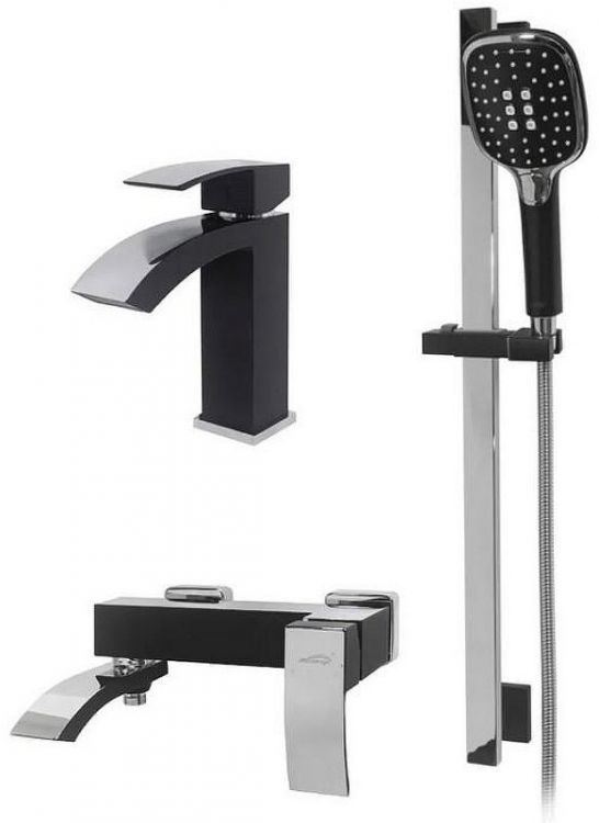 Комплект смесителей Hansberge Cubito H7077BC Черный матовый Хром Комплект смесителей Hansberge Cubito H7077BC Черный матовый Хром