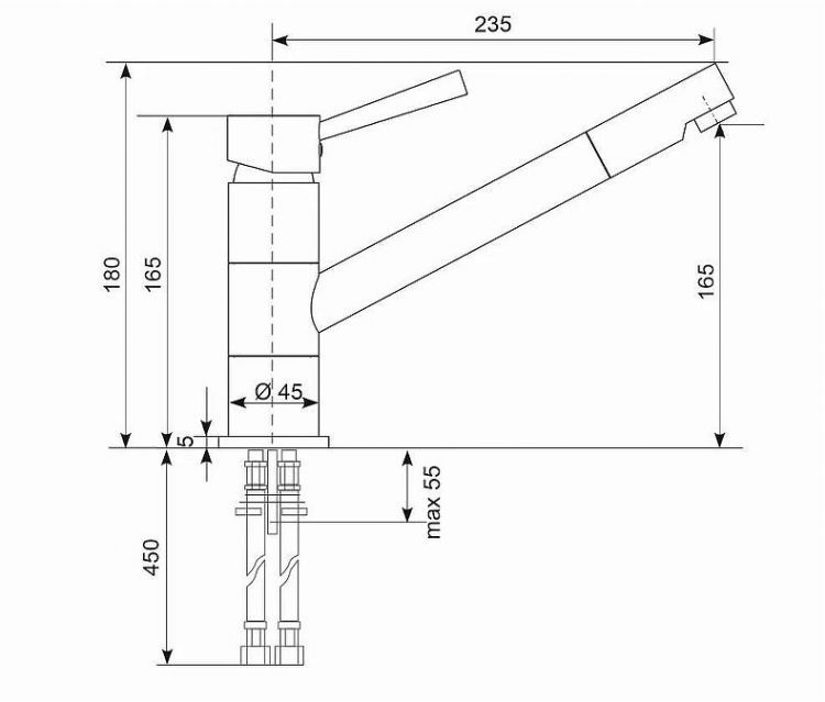 Смеситель для кухни Ulgran Classic U-025-344 цвет Ультра-черный