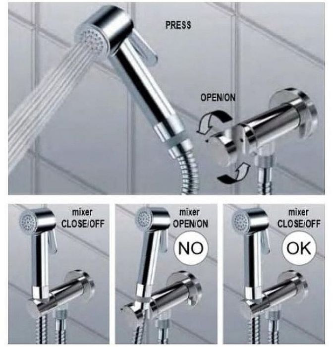 Гигиенический душ со смесителем Bossini Nikita E37008B.030 Хром