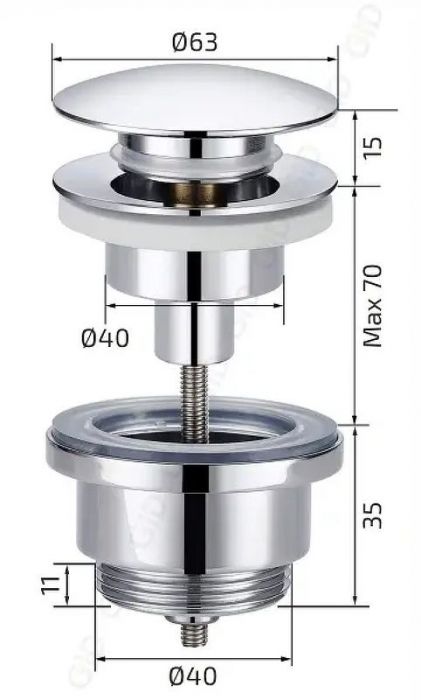 Донный клапан Gid Minucia G-36CH 76603K Click-clack цвет Хром