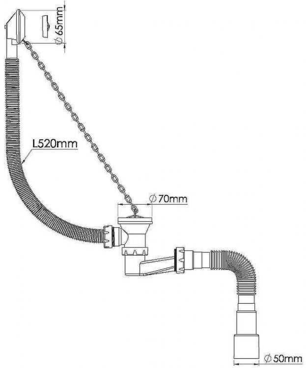 Слив-перелив Nova 1521 с пробкой на цепочке Хром