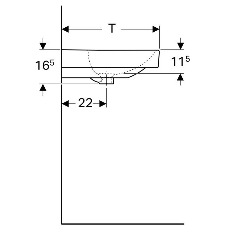 Раковина Geberit Smyle Square 90х48 см, с отв. под смеситель, с отв. перелива [500.251.01.1]