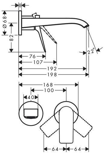 Hansgrohe Vivenis Смеситель для раковины. настенный. 195 ХР, цвет: белый матовый