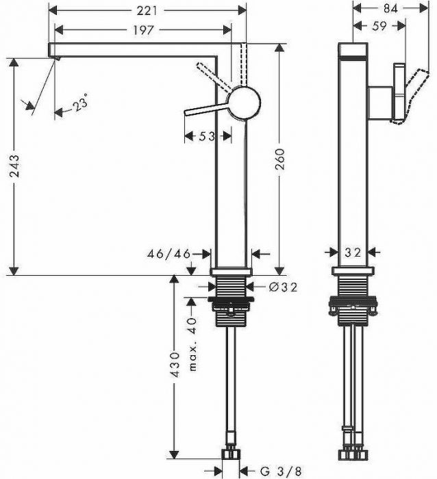 Смеситель для раковины Hansgrohe Tecturis E 73070670 Черный матовый