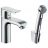 Hansgrohe Metris Смеситель для раковины, на 1 отв., с гигиеническим душем (комплект: шланг: 160см, кронштейн, лейка), цвет: хром
