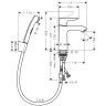 Hansgrohe Metris Смеситель для раковины, на 1 отв., с гигиеническим душем (комплект: шланг: 160см, кронштейн, лейка), цвет: хром
