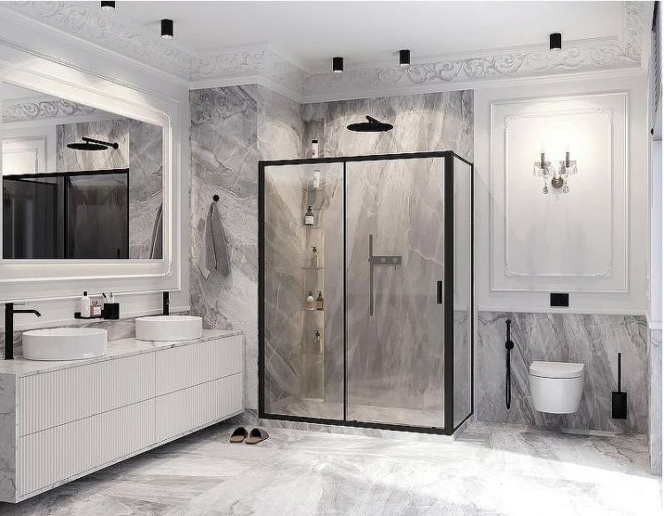 Душевой уголок Ambassador Forsa 140х110 17021220AB-110AB профиль Черный стекло прозрачное