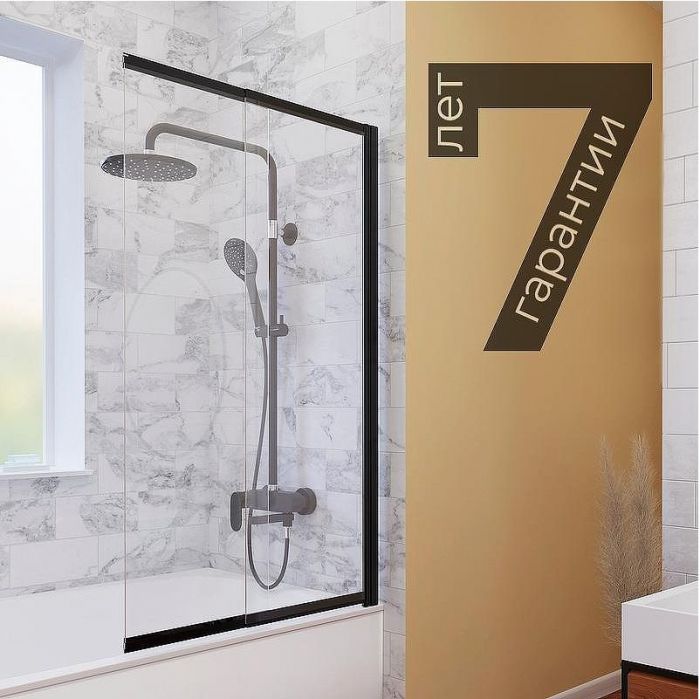 Шторка на ванну WasserKRAFT Dill 100 61S02-100 профиль Черный стекло прозрачное