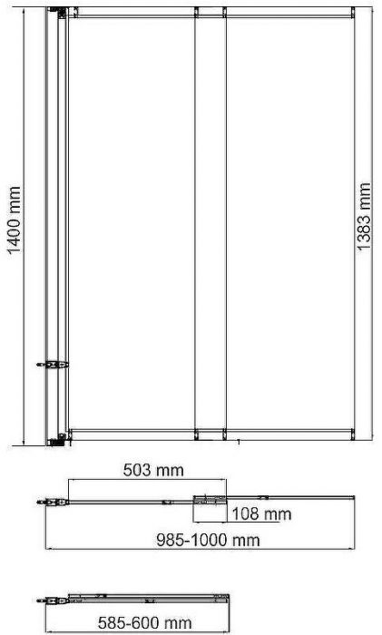 Шторка на ванну WasserKRAFT Dill 100 61S02-100 профиль Черный стекло прозрачное