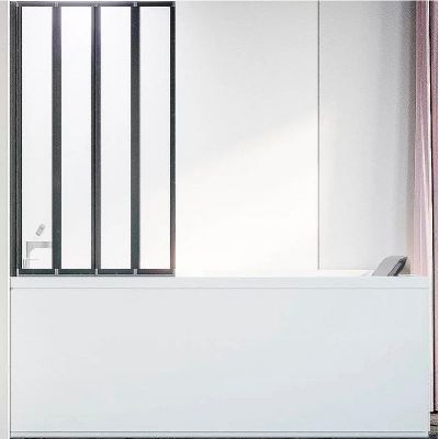 Шторка на ванну Veconi Palau PL-74BL 120 L PL74BL-120-01-19C4 профиль Черный матовый стекло прозрачное