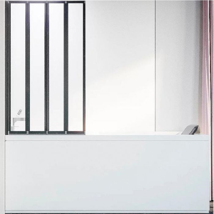 Шторка на ванну Veconi Palau PL-74BL 120 L PL74BL-120-01-19C4 профиль Черный матовый стекло прозрачное
