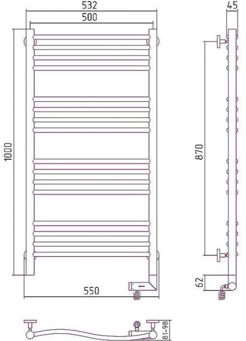 Электрический полотенцесушитель Сунержа Флюид 2.0 1000x500 R 12-5221-1050 Белый