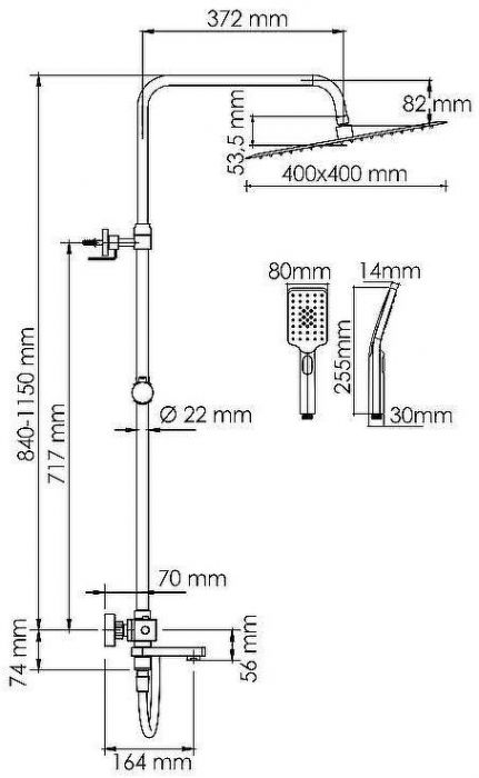 Душевая система WasserKRAFT A199.119.126.087.CH Thermo с термостатом Хром