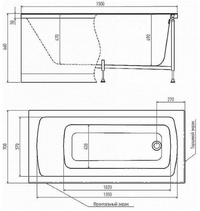 Акриловая ванна Alex Baitler Garda 150x70 без гидромассажа