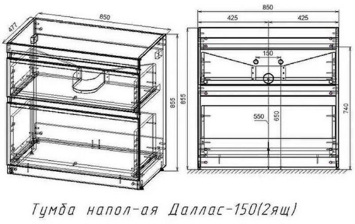 Тумба под раковину Style Line Даллас 150 СС-00002303 Белый глянец