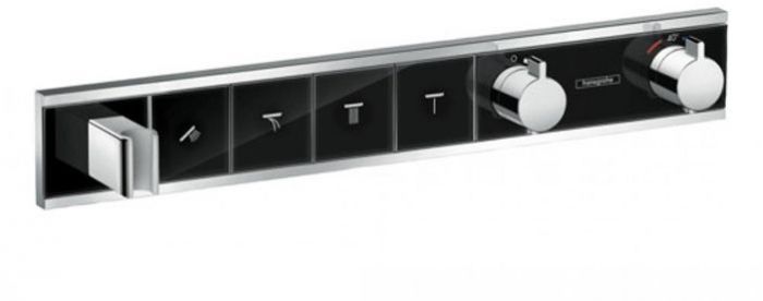 Hansgrohe RainSelect Смеситель для душа, термостатический, 4 источника, СМ, внешняя часть, цвет: черный/белый