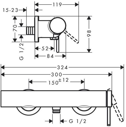 Hansgrohe Finoris Смеситель для душа, однорычажный, внешнего монтажа, цвет: матовый белый