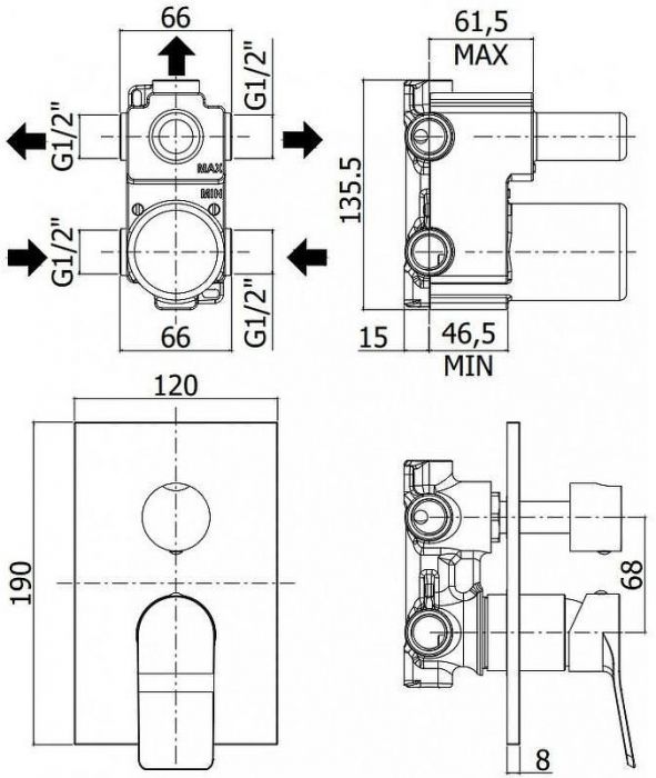 Смеситель для душа Paffoni Tilt TI019ST/M цвет Сталь