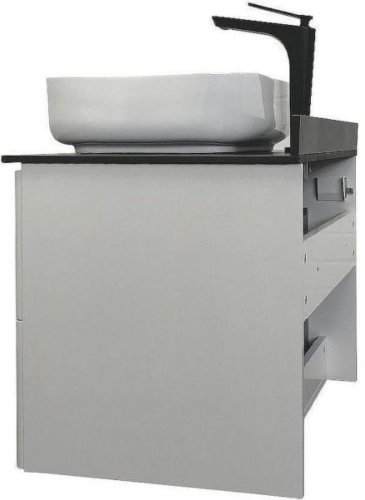 Тумба с раковиной Comforty Амстердам 75 00-00013775 подвесная Белая глянцевая Калакатта Блэк
