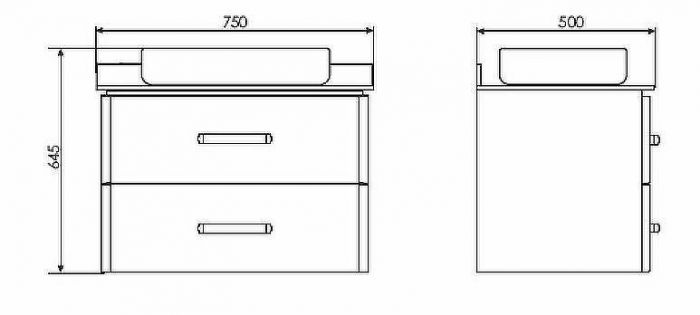 Тумба с раковиной Comforty Амстердам 75 00-00013775 подвесная Белая глянцевая Калакатта Блэк