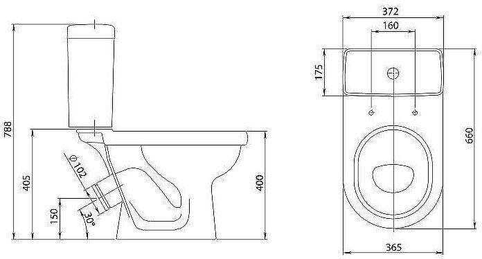 Унитаз компакт Santeri Визит 1.P405.3.S00.00B.F с бачком и сиденьем