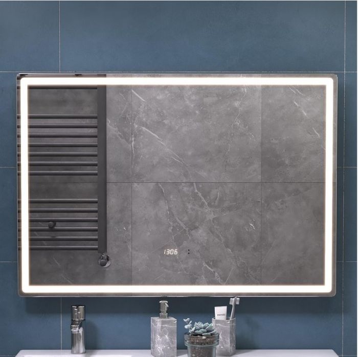 Зеркало Vigo Geometry Luxe 100 211 с подсветкой с бесконтактным выключателем с диммером с подогревом и часами