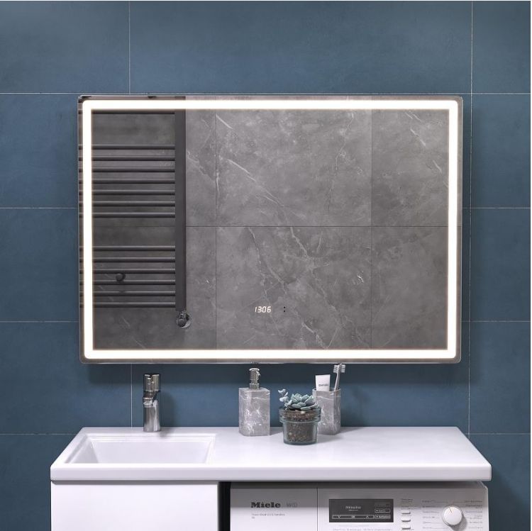 Зеркало Vigo Geometry Luxe 100 211 с подсветкой с бесконтактным выключателем с диммером с подогревом и часами