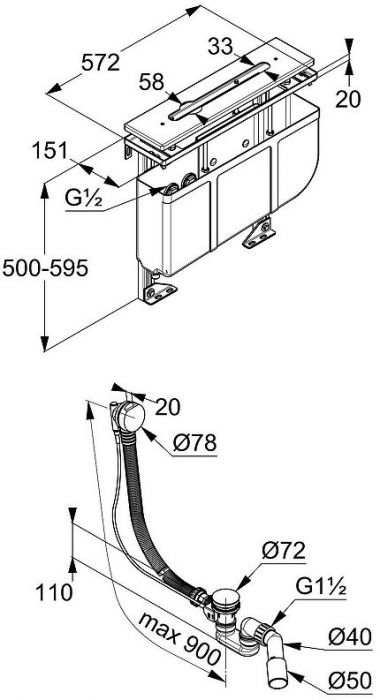 Скрытая часть для смесителя Kludi Rotexa 7881205-00 G 1/2