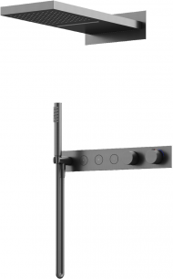 Душевой комплект с термостатом SANCOS Linn, с внутренней частью, вороненая сталь арт. SC9023GG