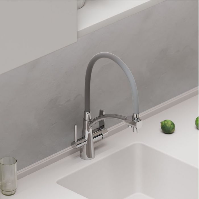 Смеситель для кухни Sancos Eri с гибким изливом, цвет хром/серый, SC4001CH
