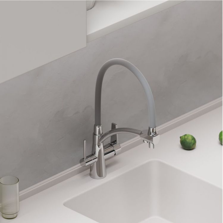 Смеситель для кухни Sancos Eri с гибким изливом, цвет хром/серый, SC4001CH