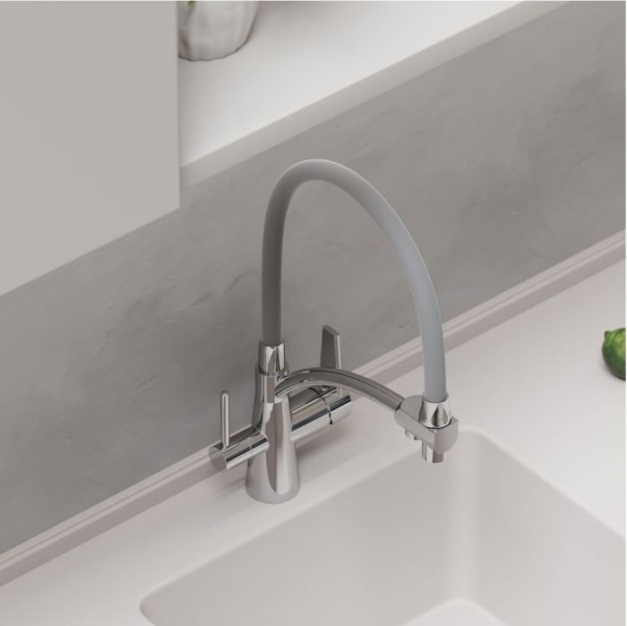 Смеситель для кухни Sancos Eri с гибким изливом, цвет хром/серый, SC4001CH
