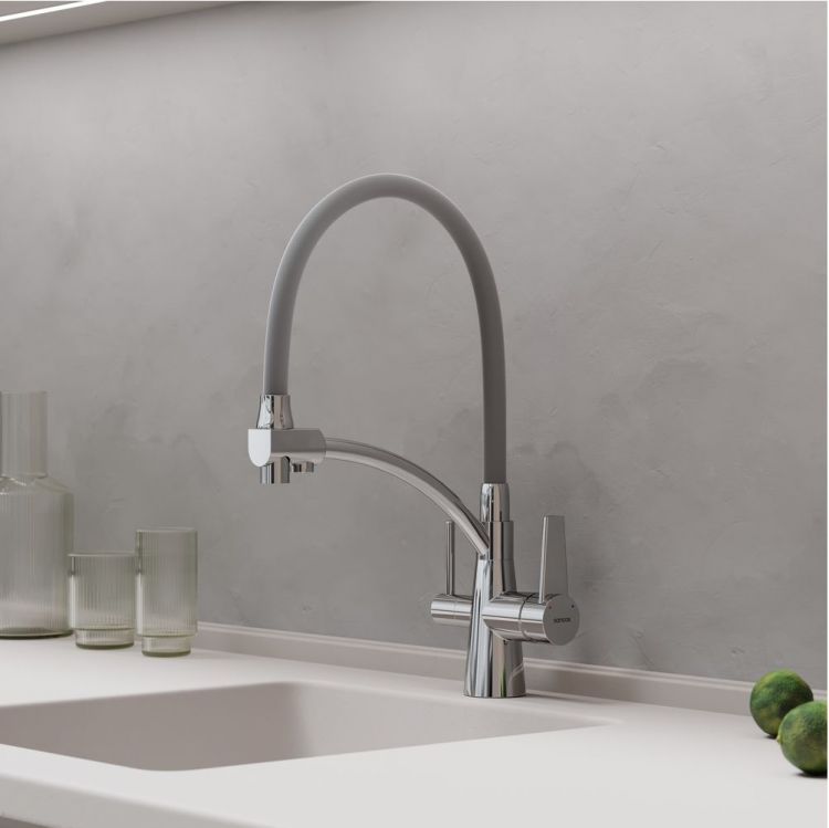 Смеситель для кухни Sancos Eri с гибким изливом, цвет хром/серый, SC4001CH