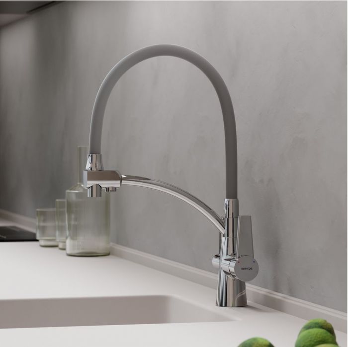 Смеситель для кухни Sancos Eri с гибким изливом, цвет хром/серый, SC4001CH