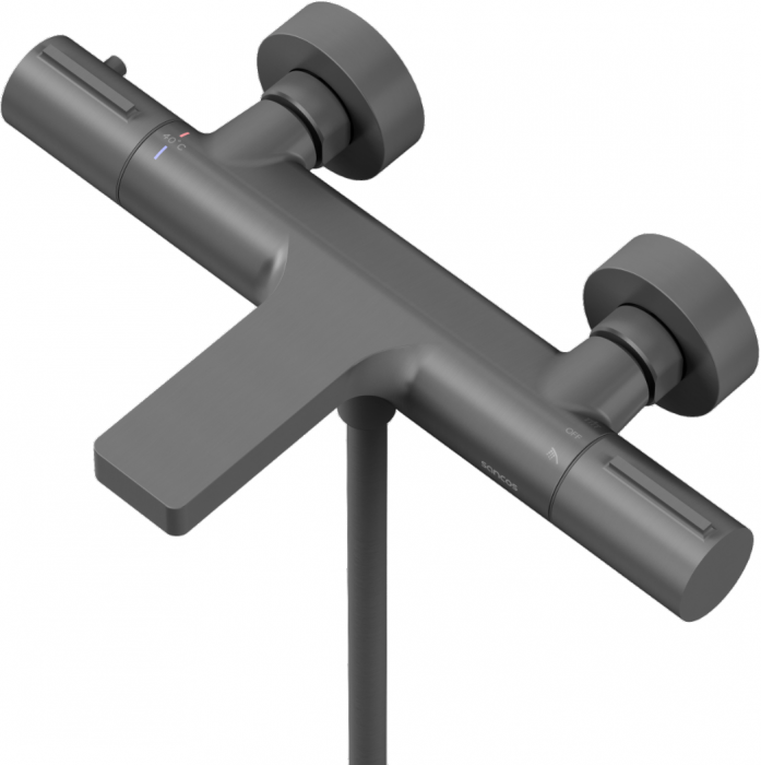 Термостатический Смеситель для ванны с душем SANCOS Etna, вороненая сталь, SC9006GG