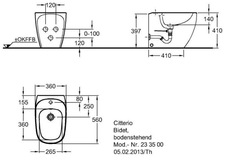 Биде напольное Keramag Citterio, 233500000