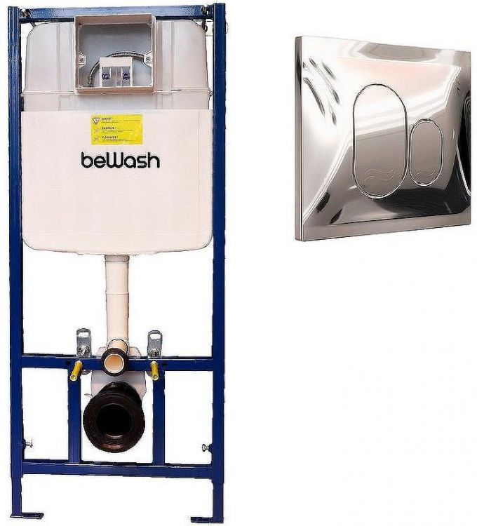 Инсталляция beWash BW74 K500RZVP0100PK000000 для унитаза с клавишей смыва Хром глянцевый