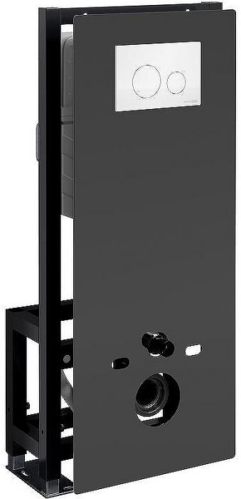 Инсталляция WasserKRAFT Glan 66TLT.010.ME.BL.WH02 для унитаза Черное стекло с Белой клавишей смыва