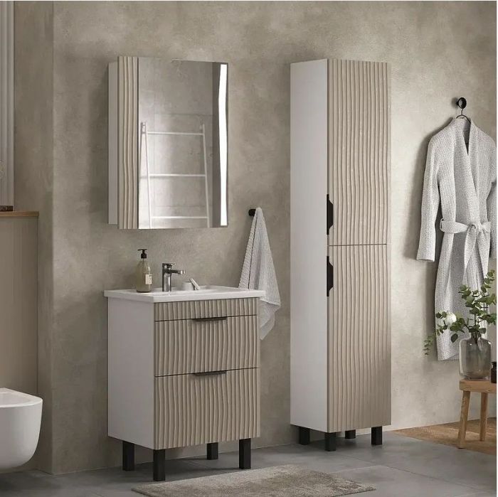 Зеркальный шкаф Volna Lotty 60 R szLOTTY60.R-13 с подсветкой цвет Латте Белый