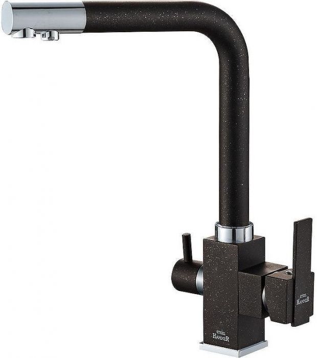 Смеситель для кухни ZorG Steel Hammer SH 805 BLACK CR Черный матовый Хром