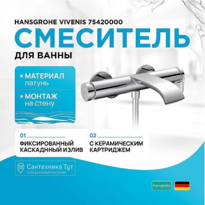 Смеситель для ванны Hansgrohe Vivenis 75420000 Хром