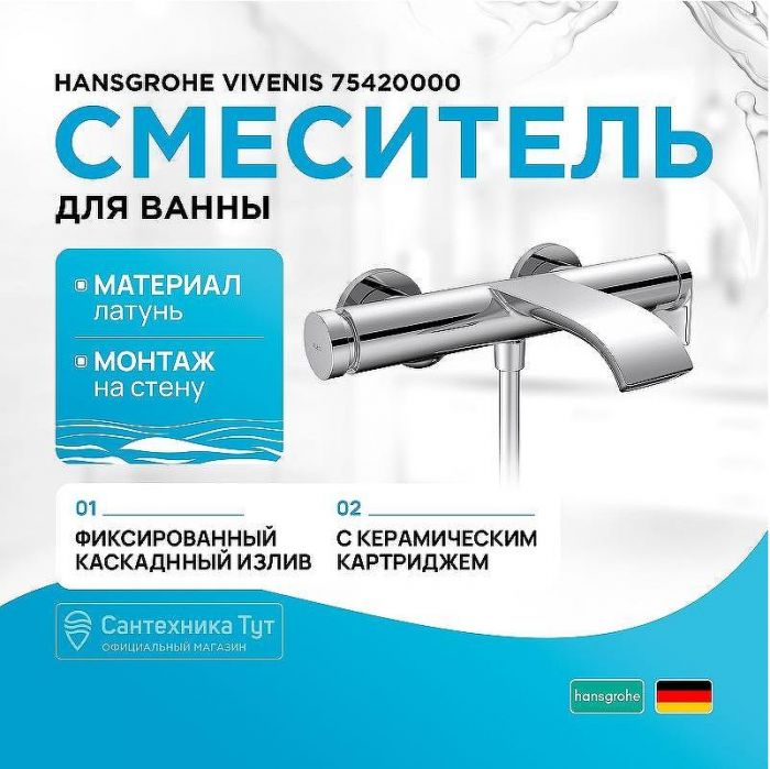 Смеситель для ванны Hansgrohe Vivenis 75420000 Хром