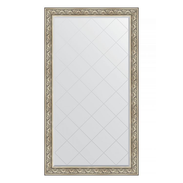 Зеркало EVOFORM  EXCLUSIVE-G FLOOR BY 6374 115x205 барокко серебро 106 мм пристенное напольное с гравировкой в багетной раме