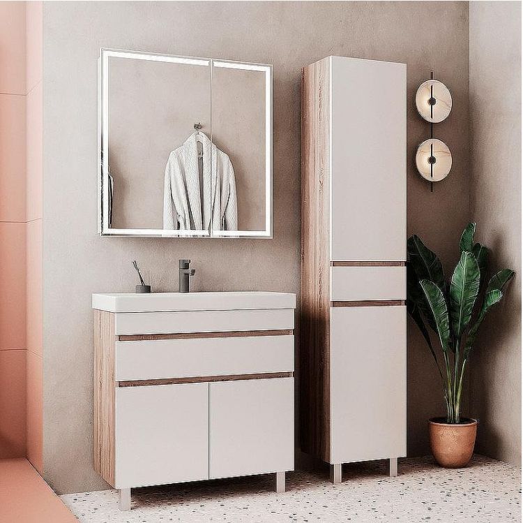 Тумба под раковину Volna Conty 80.2D.1Y tnCNT80.2D.1Y-01 Белая Дуб снома