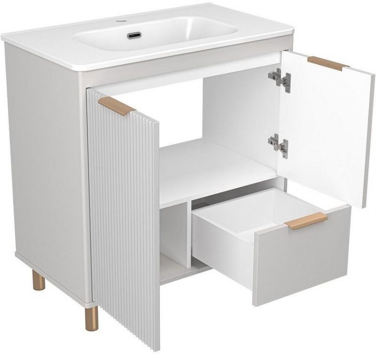 Тумба с раковиной Brevita Risacca Crema 80 УТ000025680 Серая матовая