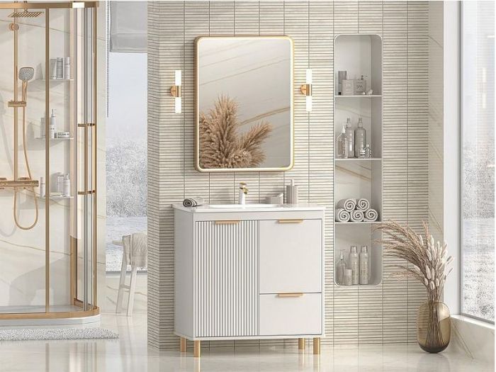 Тумба с раковиной Brevita Risacca Crema 80 УТ000025680 Серая матовая