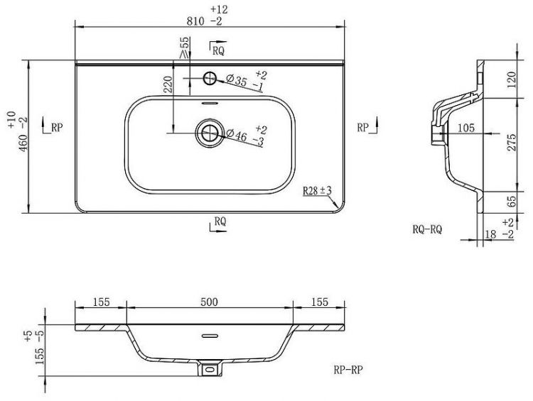 Тумба с раковиной Brevita Risacca Crema 80 УТ000025680 Серая матовая