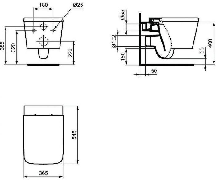Унитаз Ideal Standard Blend Cube T368601 подвесной без сиденья