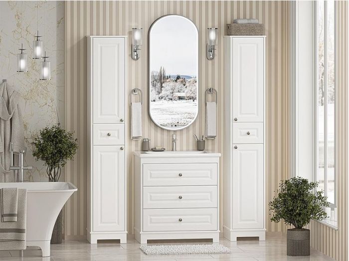 Шкаф пенал Misty Ларго 35 L Лар-05035-0101Л Белый матовый